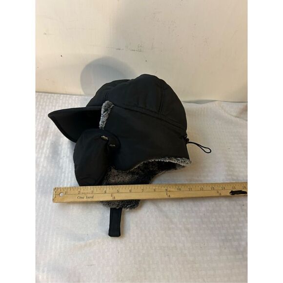 Supplex trapper fur-lined hat face guard pilots cap black - Picture 4 of 5
